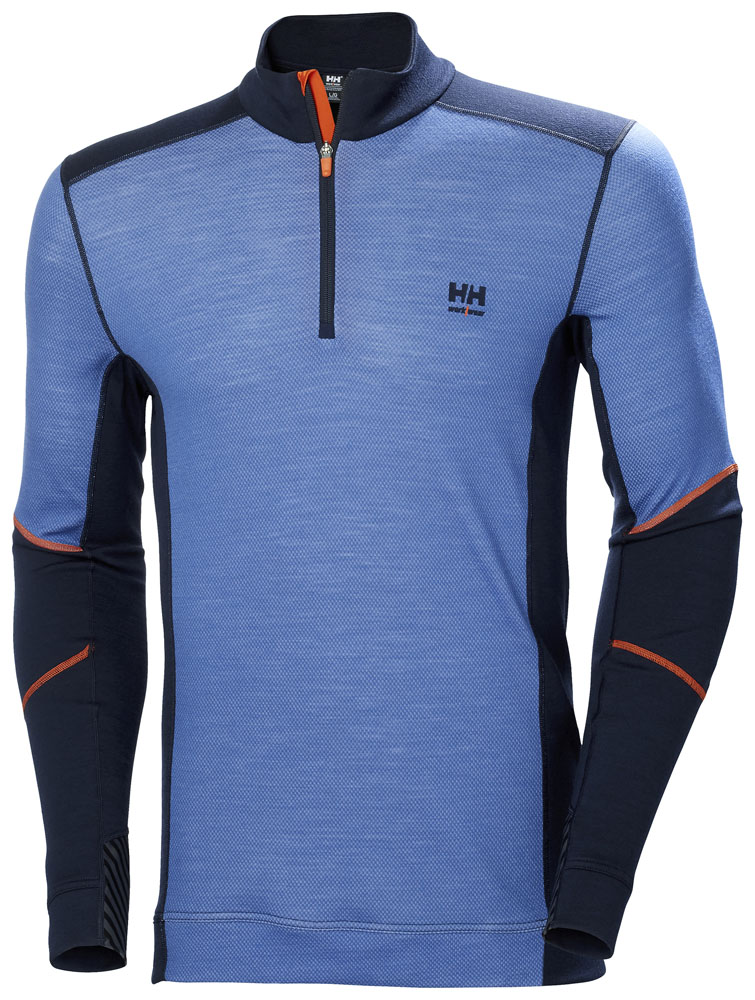 HH LIFA MERINO HALF ZIP 595 NAVY/STONE BLUE 2XL