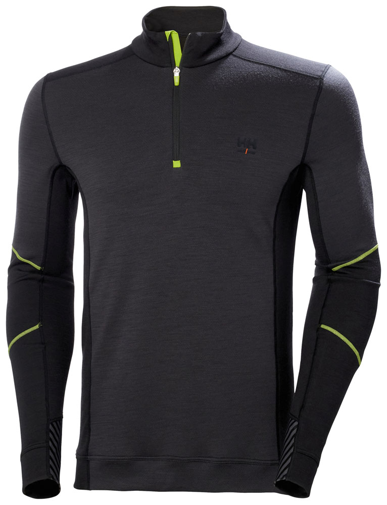 HH LIFA MERINO HALF ZIP 999 BLACK/EBONY 2XL